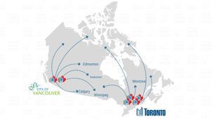 Managed freight shipment departing a Canadian 3PL hub for direct-to-DC retail delivery