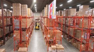 Mixed-SKU commercial pallets wrapped and staged for wholesale delivery in Toronto